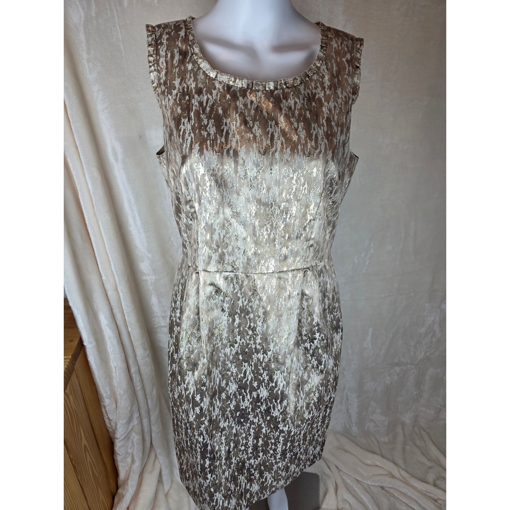 Metallic Jacquard Sheath Dress Cocktail Party‎ Formal Size 8